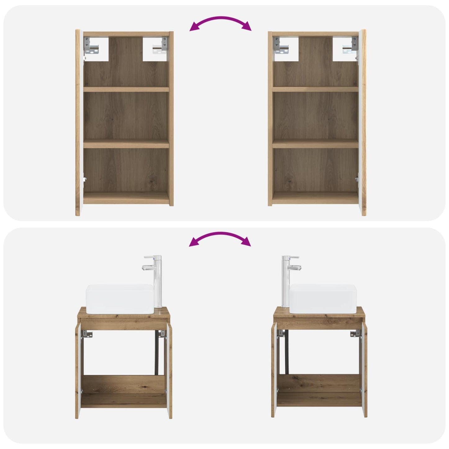Badkamermeubelset 3 st Artisanaal eiken 33 x 34,5 x 160 cm