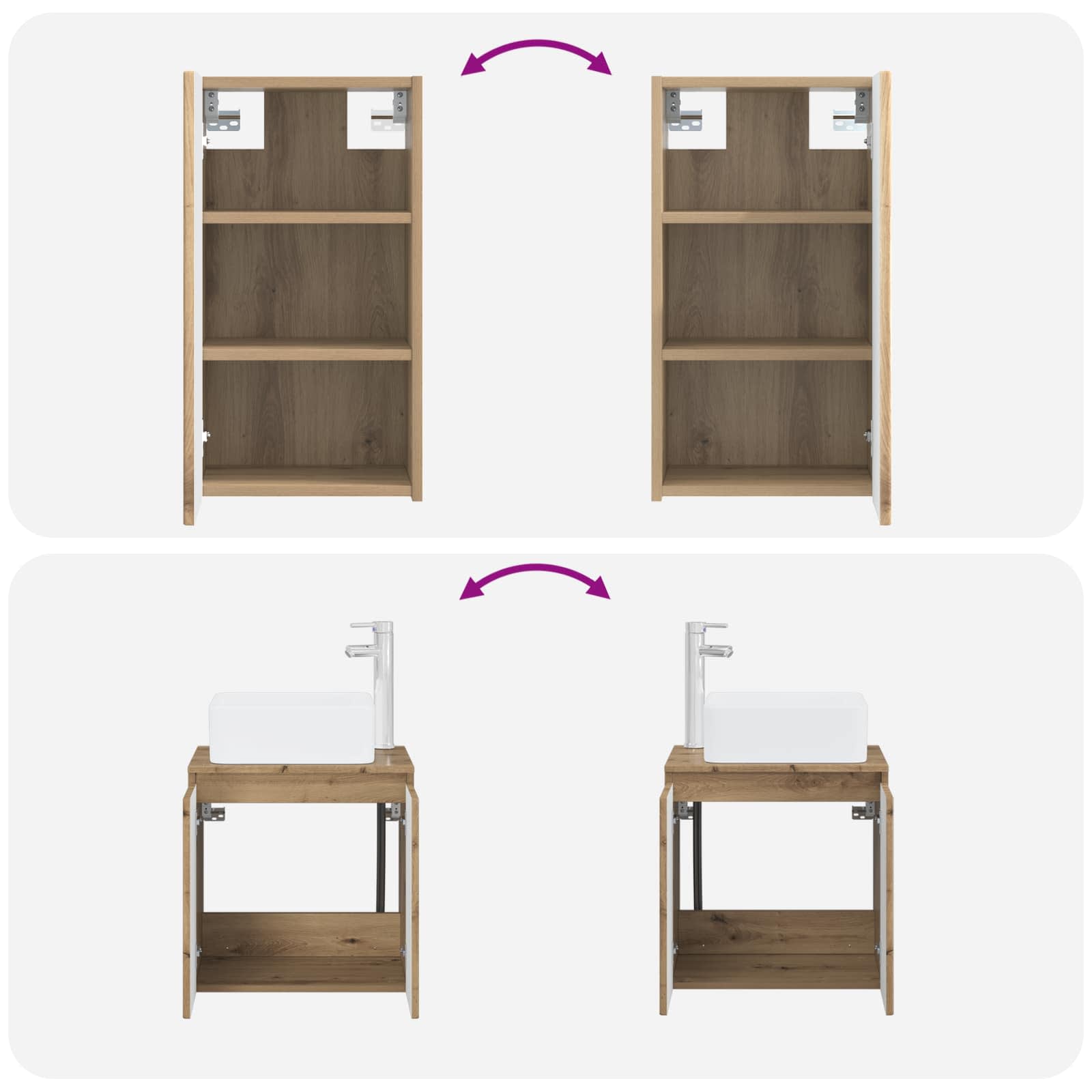 Badkamermeubelset 3 st Artisanaal eiken 33 x 34,5 x 160 cm