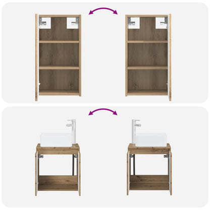 Badkamermeubelset 3 st Artisanaal eiken 33 x 34,5 x 160 cm