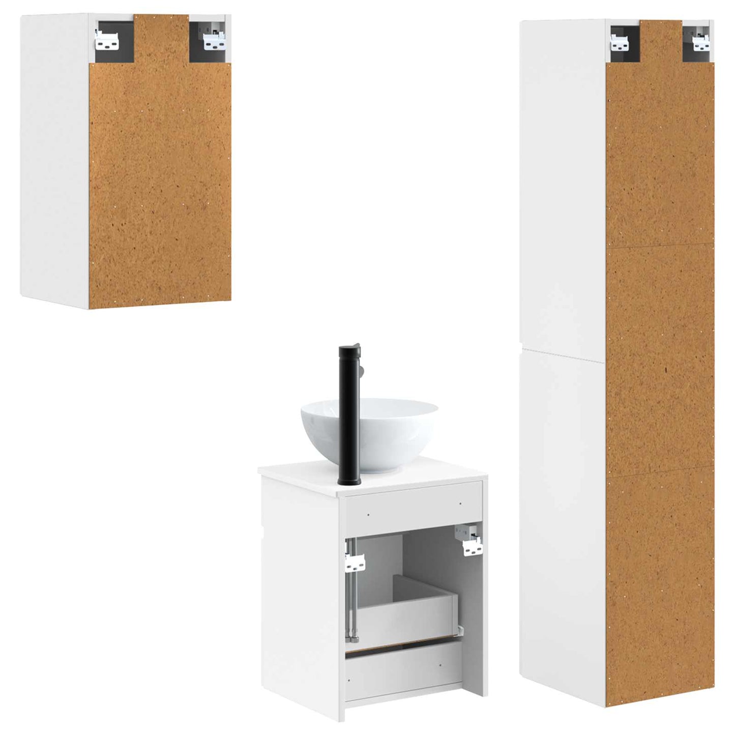 Badkamermeubelset 3 st Wit 33 x 34,5 x 160 cm Bewerkt hout