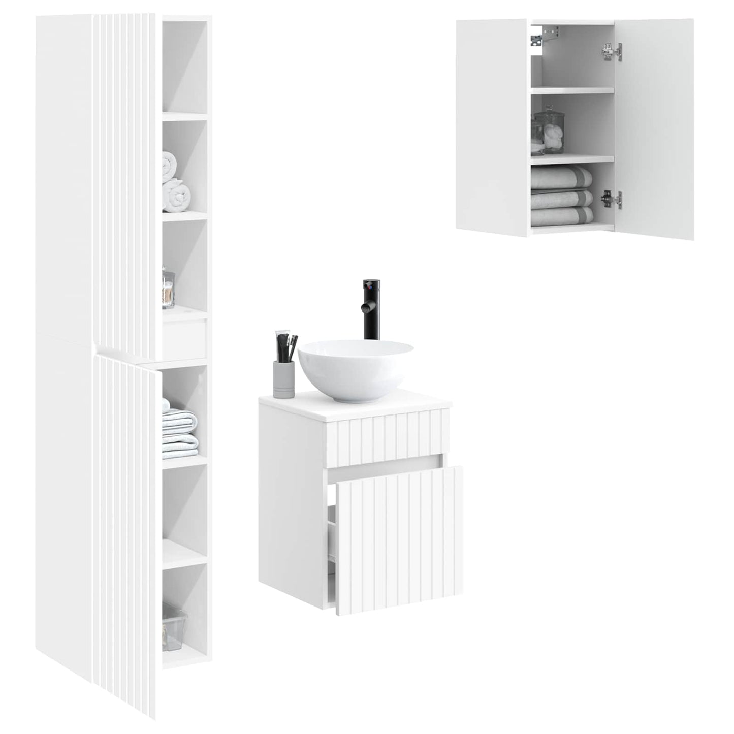 Badkamermeubelset 3 st Wit 33 x 34,5 x 160 cm Bewerkt hout
