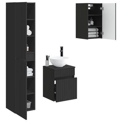 Badkamermeubelset 3 st Zwart 33 x 34,5 x 160 cm Bewerkt hout
