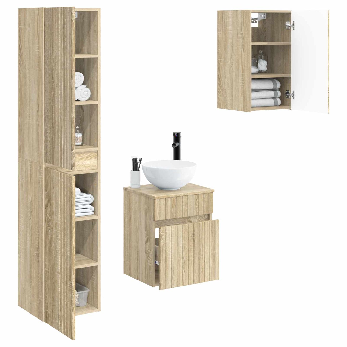 Badkamermeubelset 3 st Sonoma Eiken 33 x 34,5 x 160 cm