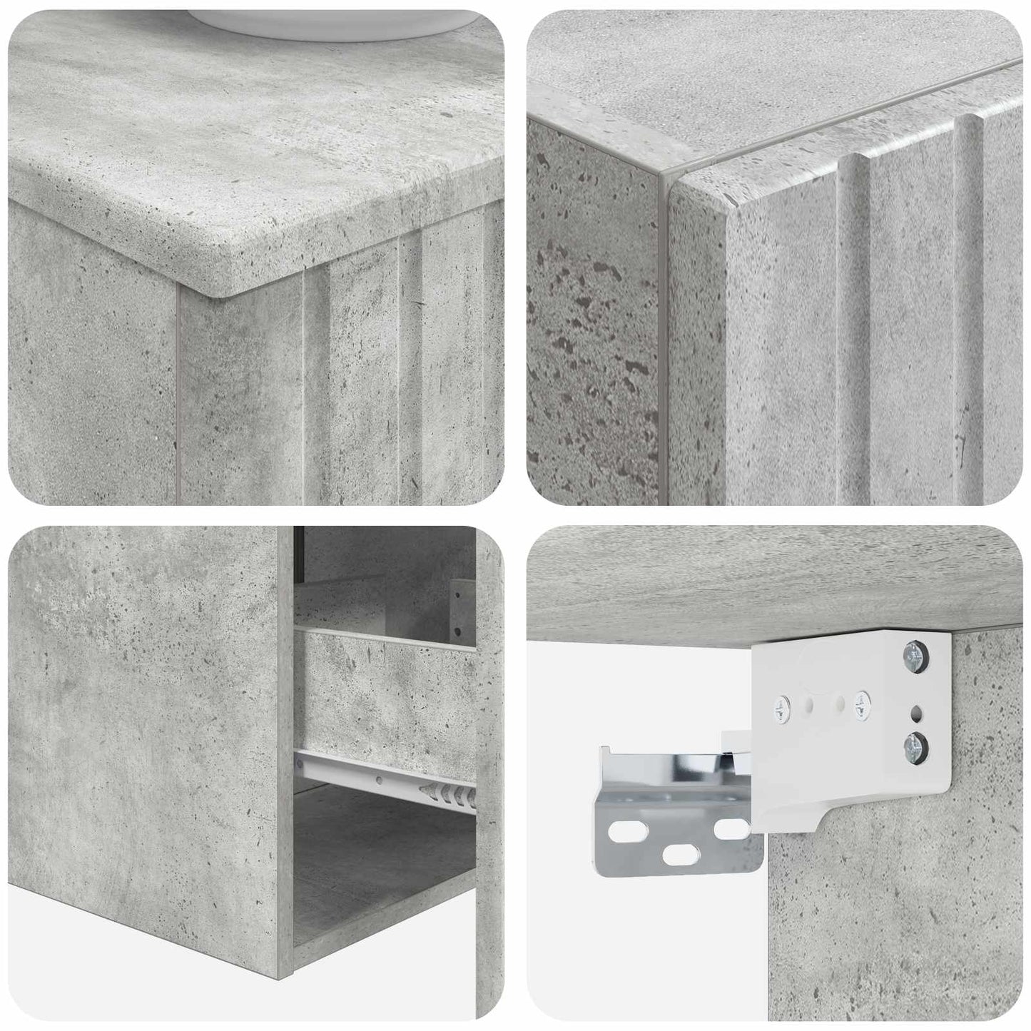 Badkamermeubelset 3 st Betongrijs 33 x 34,5 x 160 cm