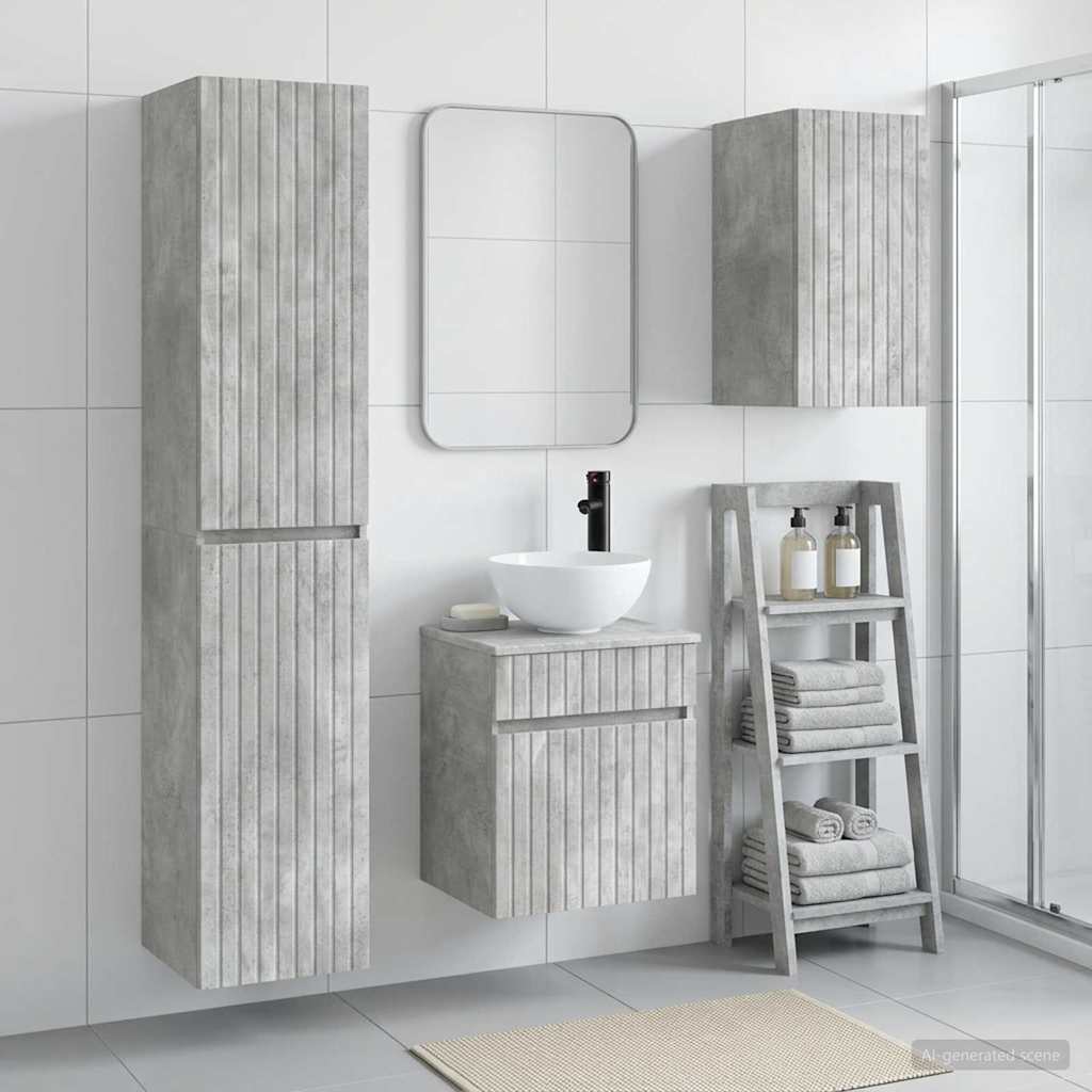 Badkamermeubelset 3 st Betongrijs 33 x 34,5 x 160 cm