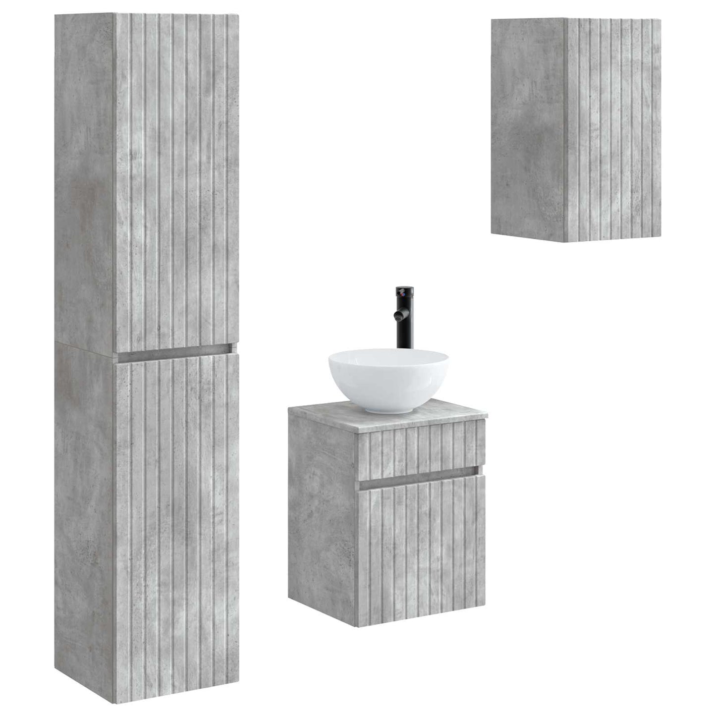 Badkamermeubelset 3 st Betongrijs 33 x 34,5 x 160 cm