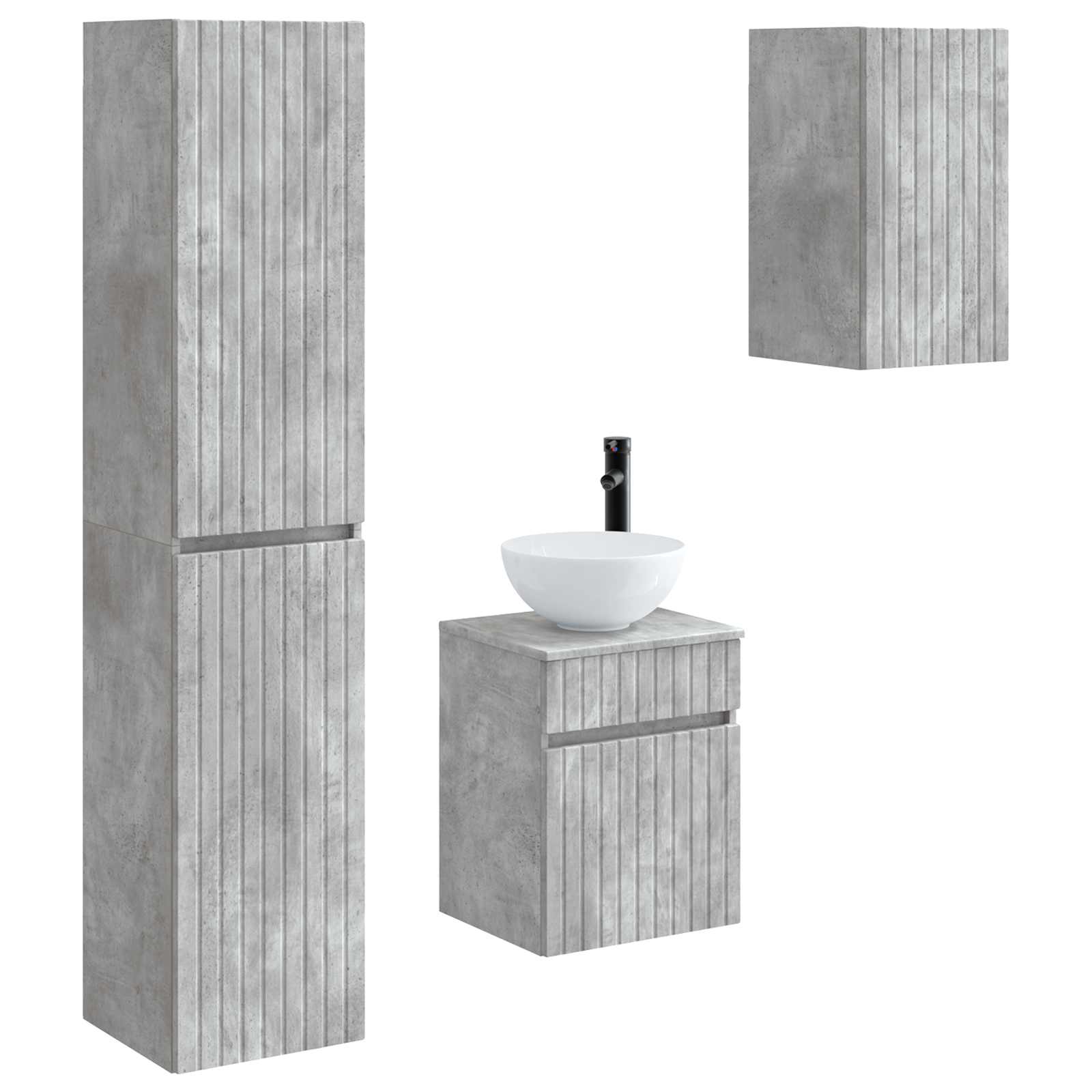 Badkamermeubelset 3 st Betongrijs 33 x 34,5 x 160 cm