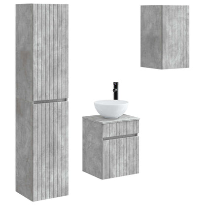 Badkamermeubelset 3 st Betongrijs 33 x 34,5 x 160 cm