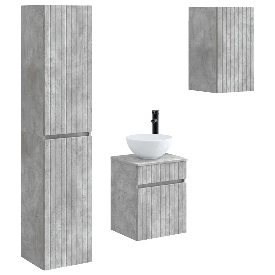 Badkamermeubelset 3 st Betongrijs 33 x 34,5 x 160 cm