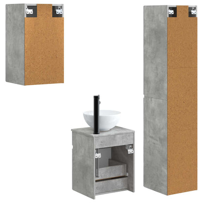 Badkamermeubelset 3 st Betongrijs 33 x 34,5 x 160 cm