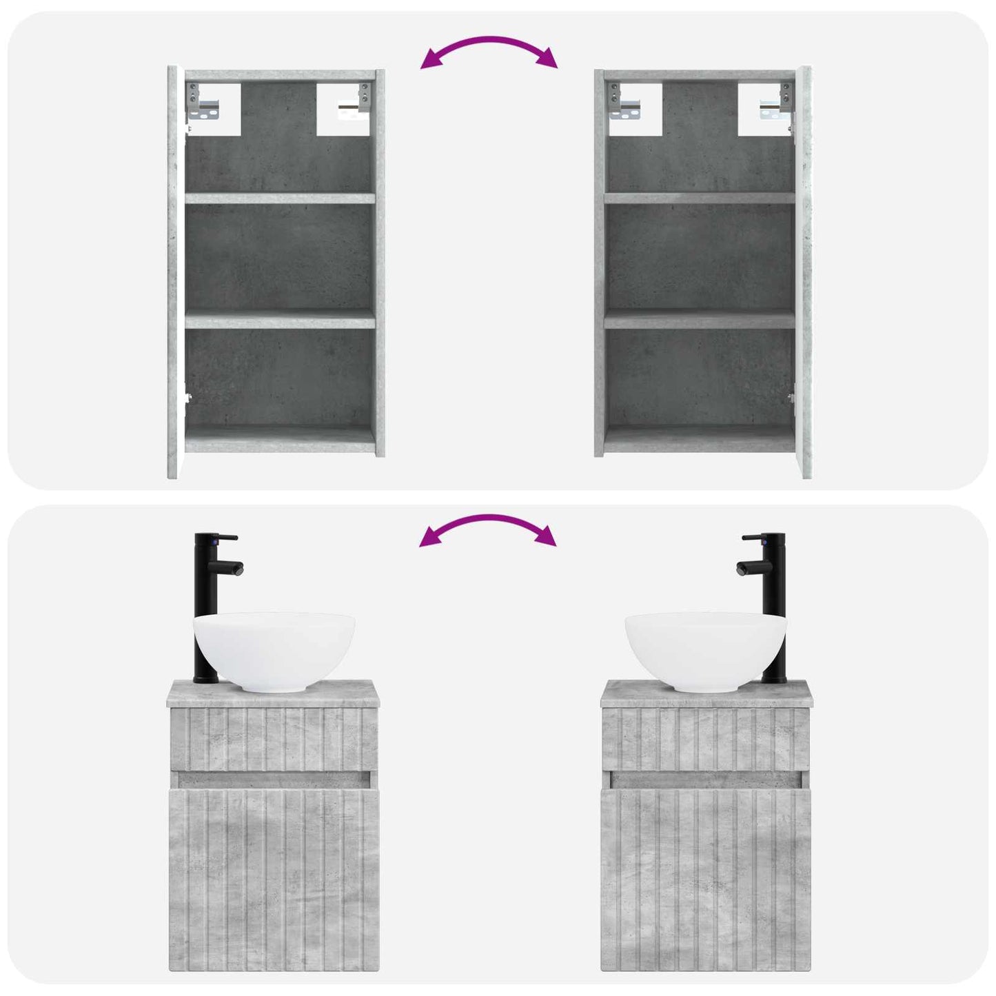 Badkamermeubelset 3 st Betongrijs 33 x 34,5 x 160 cm