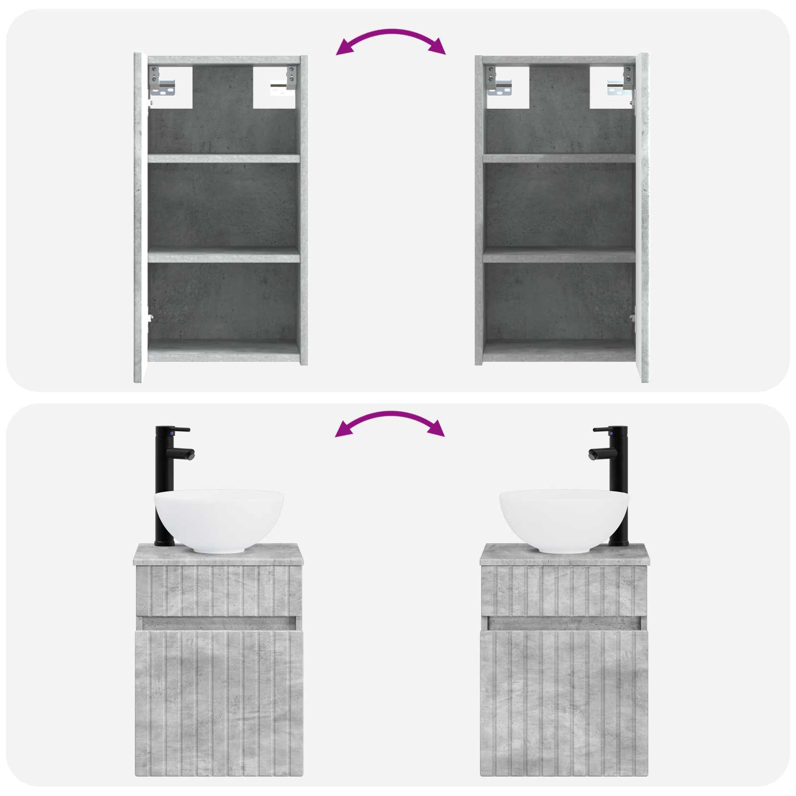 Badkamermeubelset 3 st Betongrijs 33 x 34,5 x 160 cm
