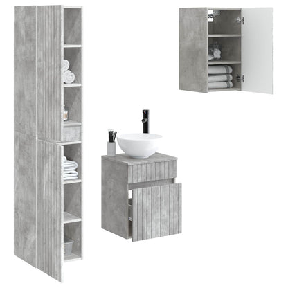 Badkamermeubelset 3 st Betongrijs 33 x 34,5 x 160 cm