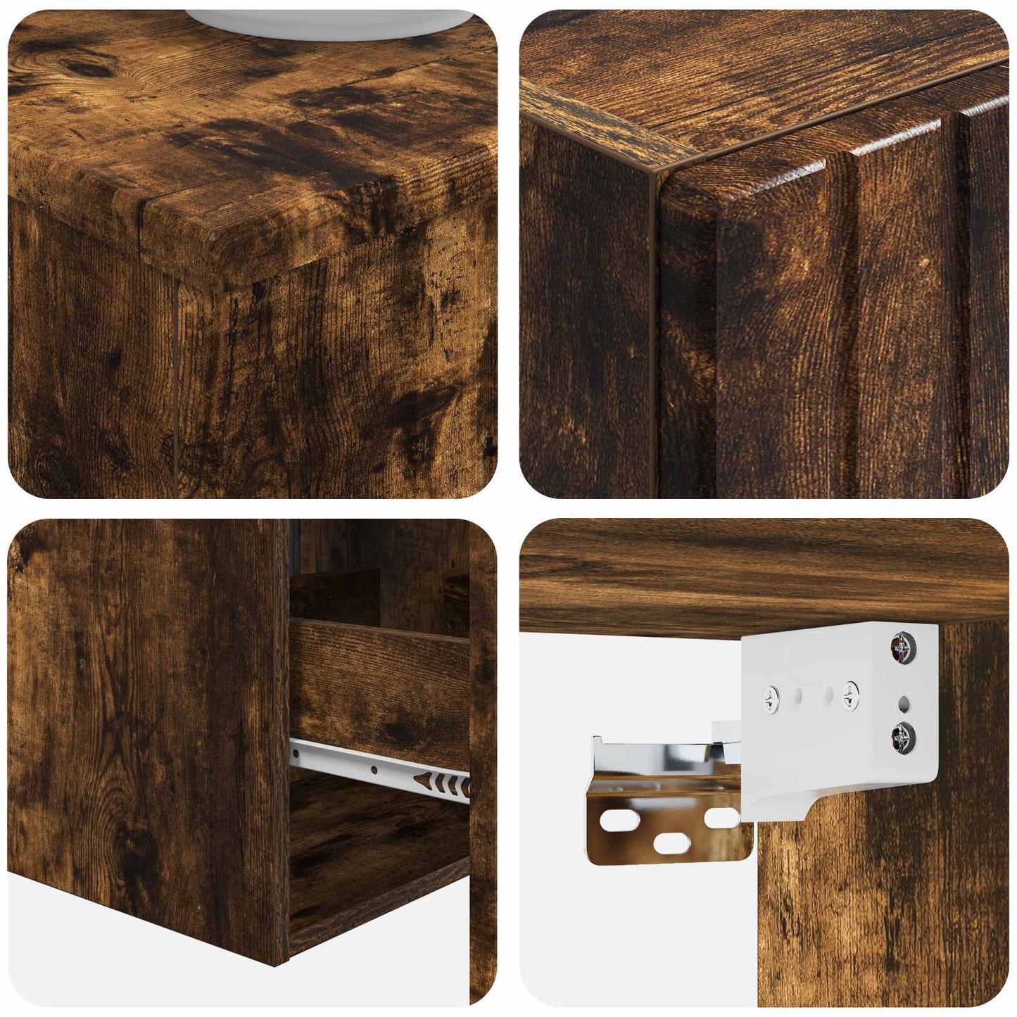 Badkamermeubelset 3 st Gerookt eiken 33 x 34,5 x 160 cm