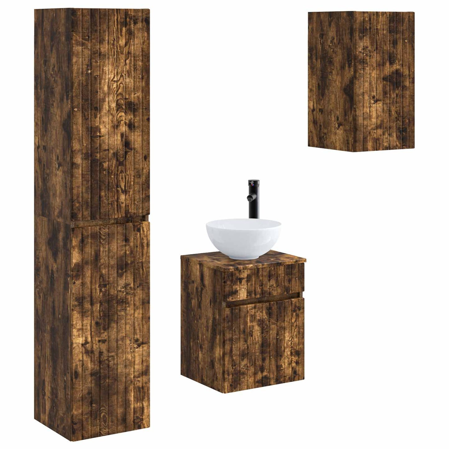 Badkamermeubelset 3 st Gerookt eiken 33 x 34,5 x 160 cm