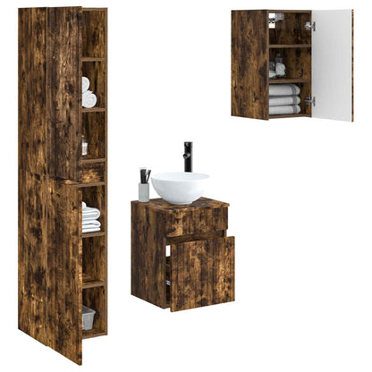 Badkamermeubelset 3 st Gerookt eiken 33 x 34,5 x 160 cm