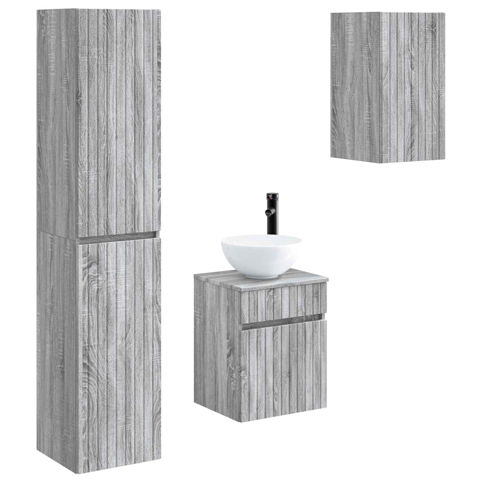 Badkamermeubelset 3 st Grijs Sonoma 33 x 34,5 x 160 cm