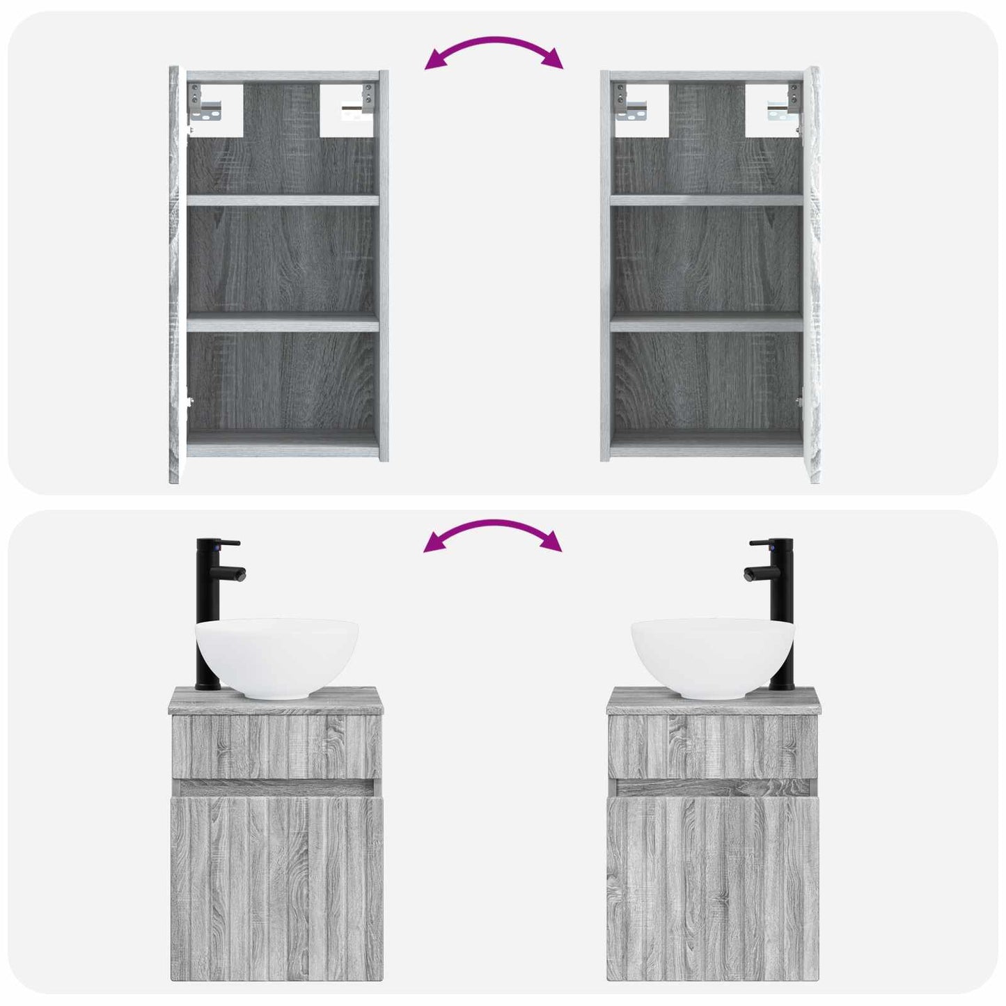 Badkamermeubelset 3 st Grijs Sonoma 33 x 34,5 x 160 cm