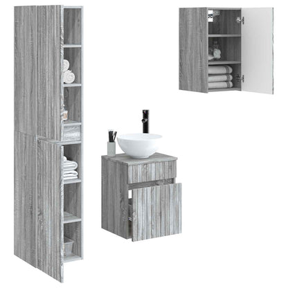 Badkamermeubelset 3 st Grijs Sonoma 33 x 34,5 x 160 cm