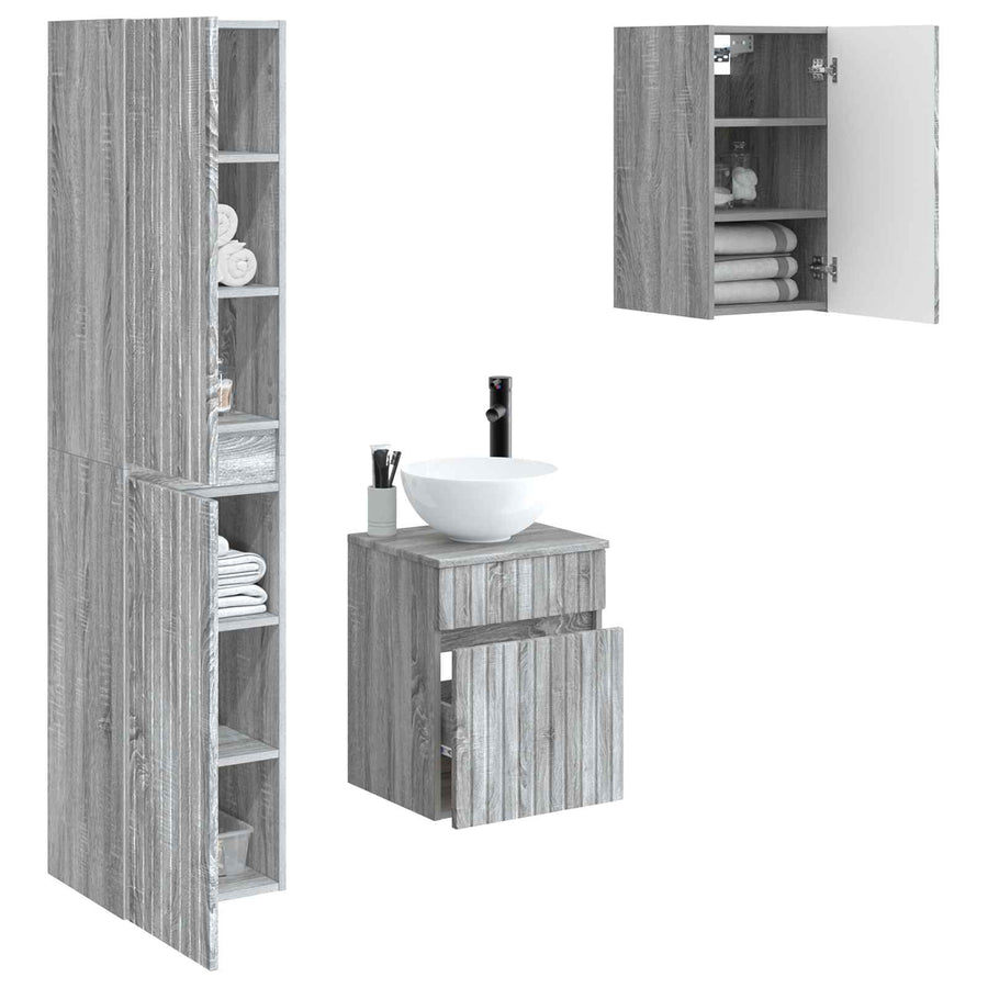Badkamermeubelset 3 st Grijs Sonoma 33 x 34,5 x 160 cm