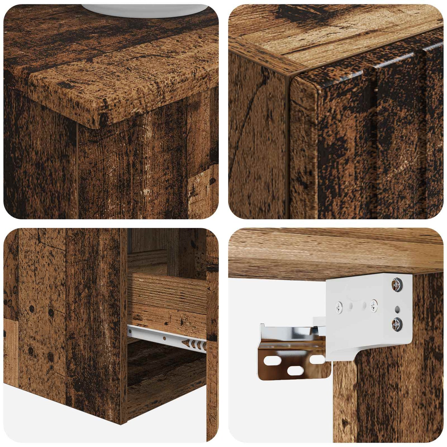 Badkamermeubelset 3 st Oud hout 33 x 34,5 x 160 cm Bewerkt hout