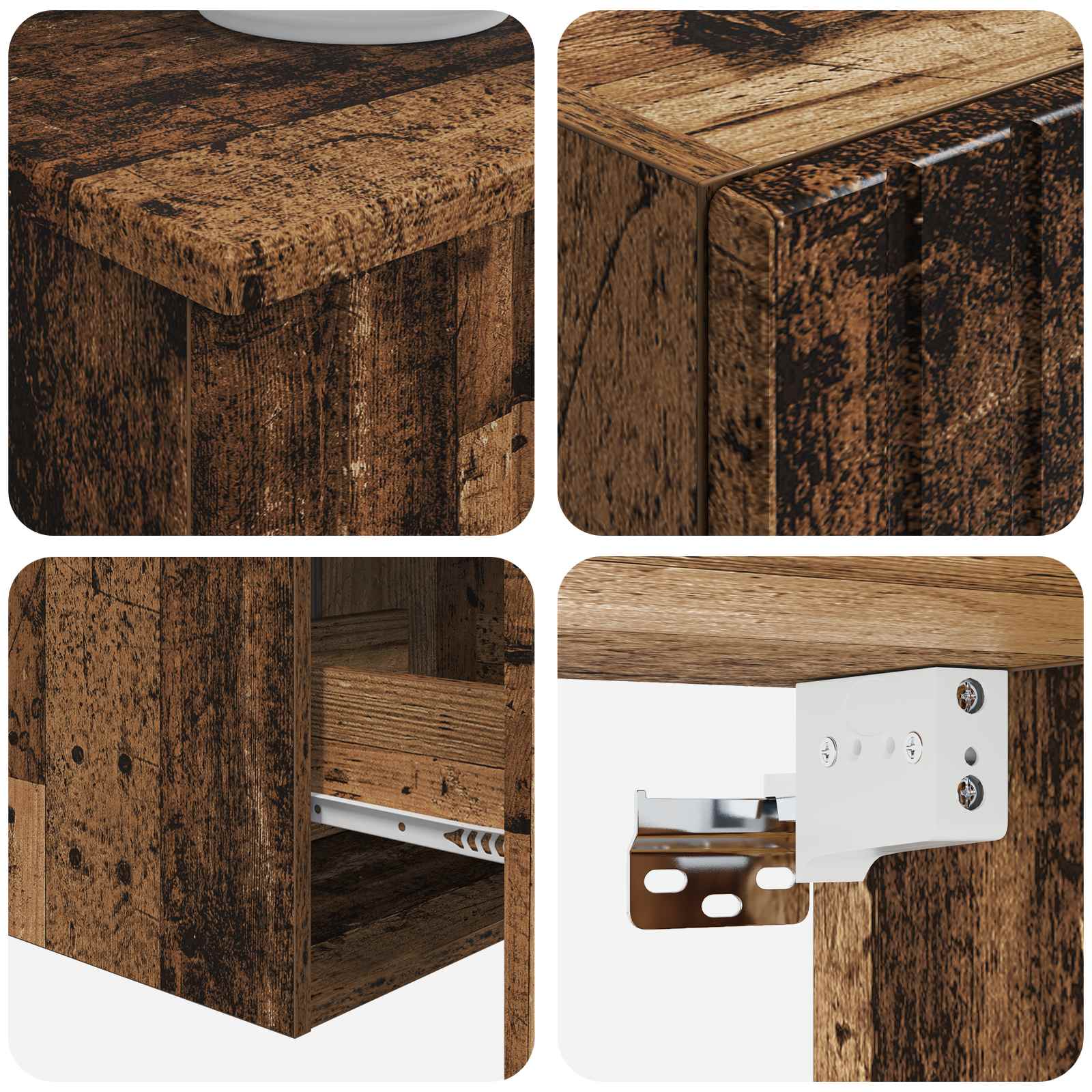Badkamermeubelset 3 st Oud hout 33 x 34,5 x 160 cm Bewerkt hout
