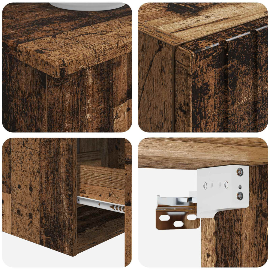 Badkamermeubelset 3 st Oud hout 33 x 34,5 x 160 cm Bewerkt hout