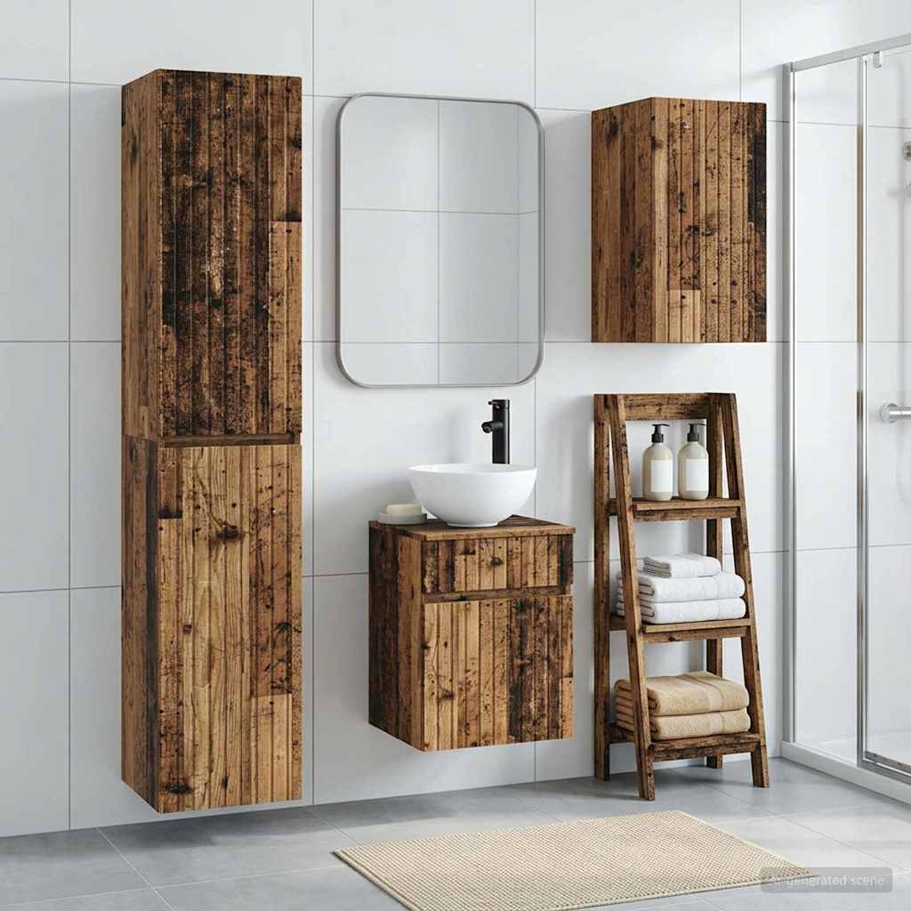 Badkamermeubelset 3 st Oud hout 33 x 34,5 x 160 cm Bewerkt hout