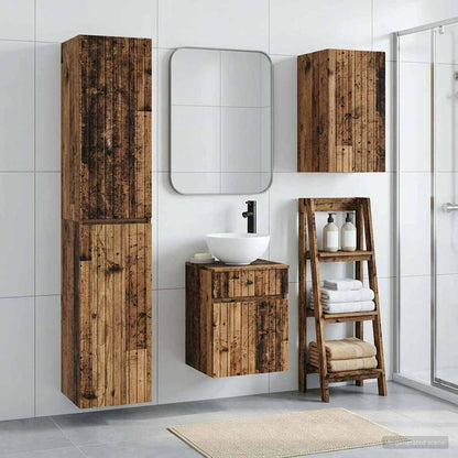 Badkamermeubelset 3 st Oud hout 33 x 34,5 x 160 cm Bewerkt hout