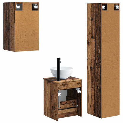 Badkamermeubelset 3 st Oud hout 33 x 34,5 x 160 cm Bewerkt hout