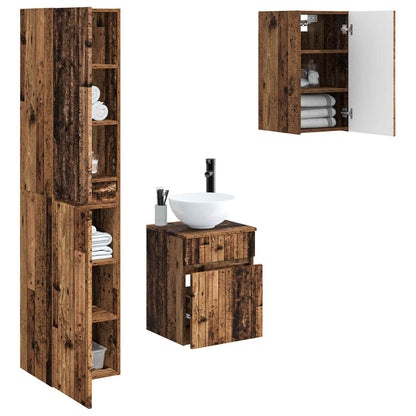 Badkamermeubelset 3 st Oud hout 33 x 34,5 x 160 cm Bewerkt hout