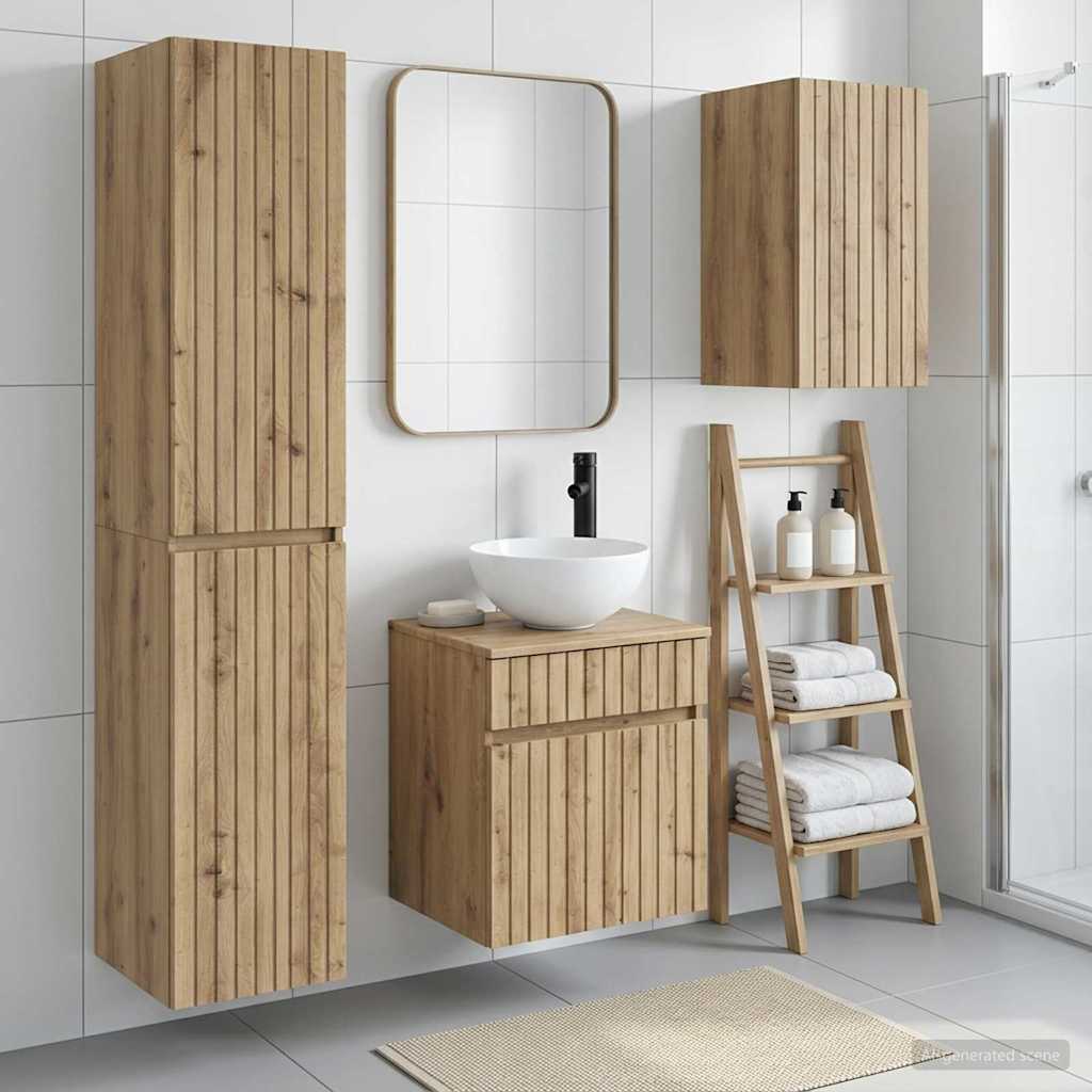 Badkamermeubelset 3 st Artisanaal eiken 33 x 34,5 x 160 cm