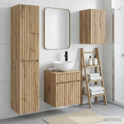 Badkamermeubelset 3 st Artisanaal eiken 33 x 34,5 x 160 cm