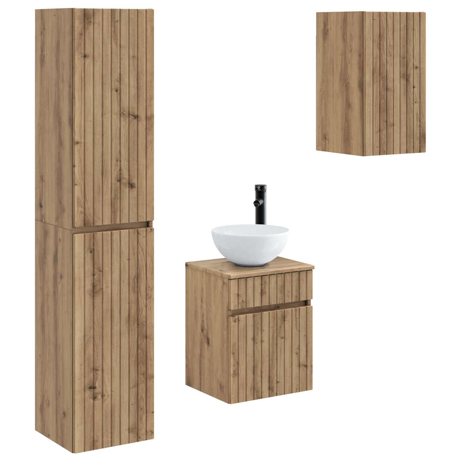 Badkamermeubelset 3 st Artisanaal eiken 33 x 34,5 x 160 cm