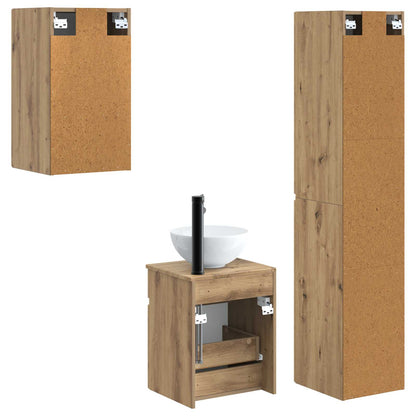 Badkamermeubelset 3 st Artisanaal eiken 33 x 34,5 x 160 cm