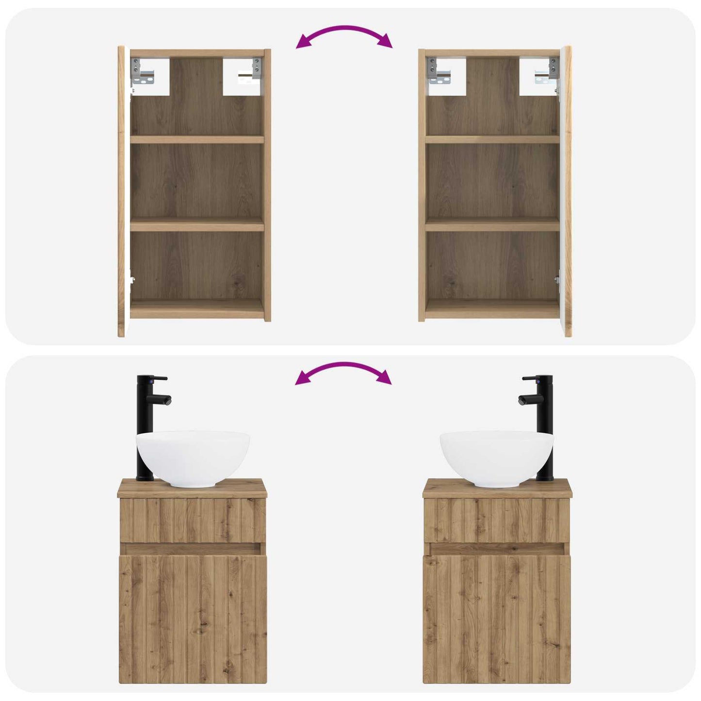 Badkamermeubelset 3 st Artisanaal eiken 33 x 34,5 x 160 cm