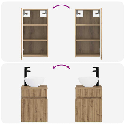 Badkamermeubelset 3 st Artisanaal eiken 33 x 34,5 x 160 cm