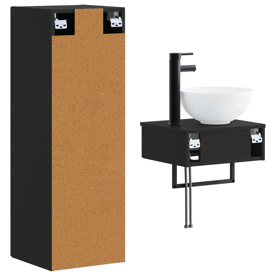 Badkamermeubelset 2 st Zwart 33 x 34,5 x 100 cm Bewerkt hout