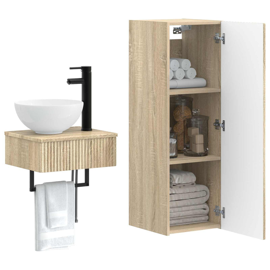 Badkamermeubelset 2 st Sonoma Eiken 33 x 34,5 x 100 cm