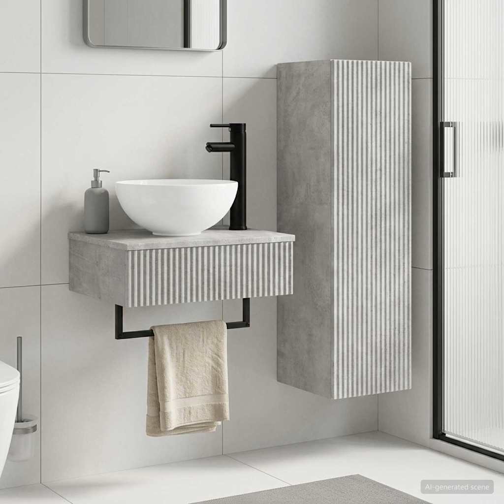 Badkamermeubelset 2 st Betongrijs 33 x 34,5 x 100 cm
