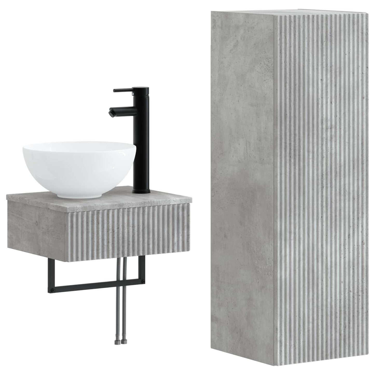 Badkamermeubelset 2 st Betongrijs 33 x 34,5 x 100 cm