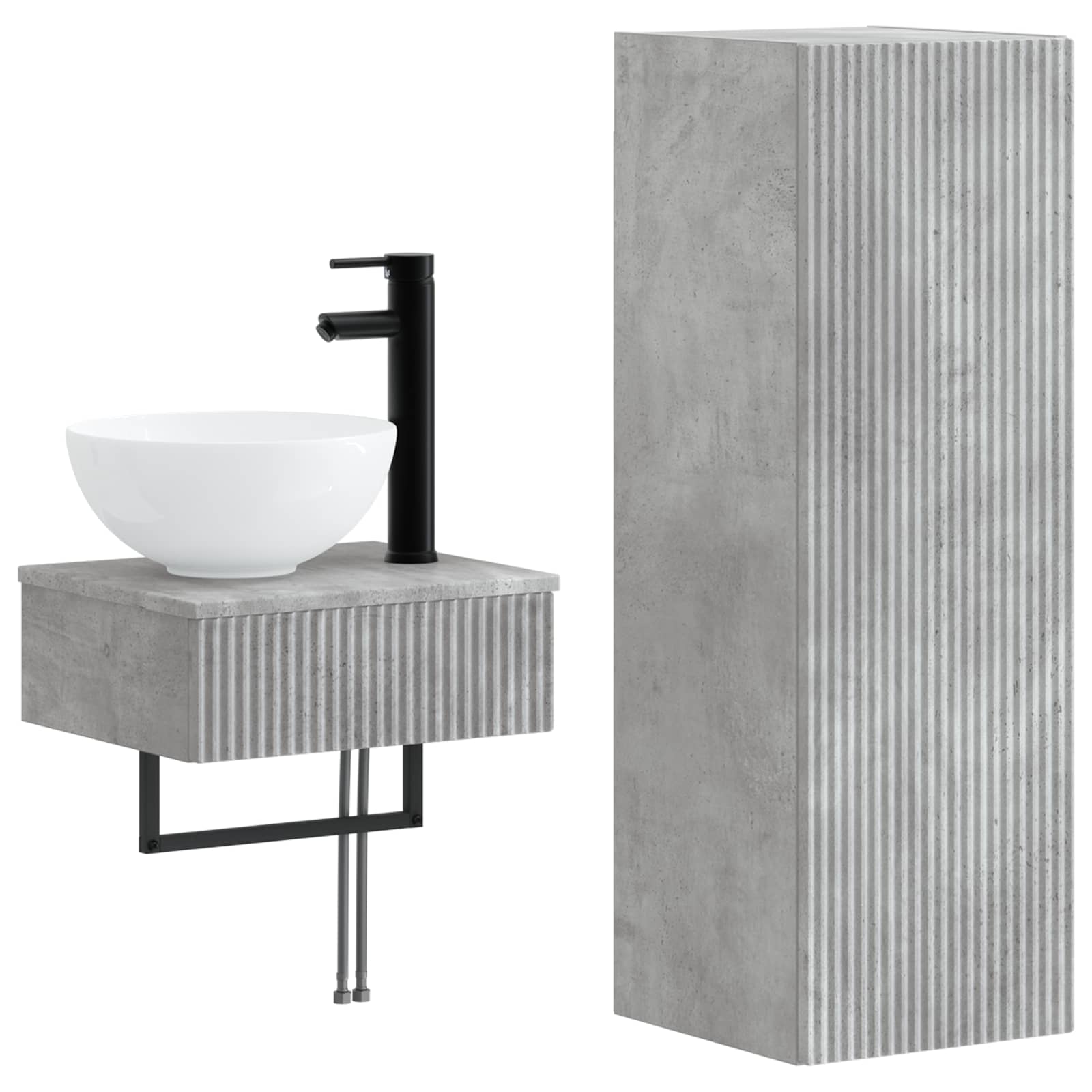 Badkamermeubelset 2 st Betongrijs 33 x 34,5 x 100 cm