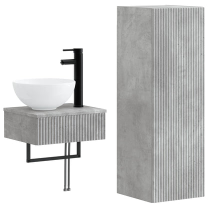 Badkamermeubelset 2 st Betongrijs 33 x 34,5 x 100 cm