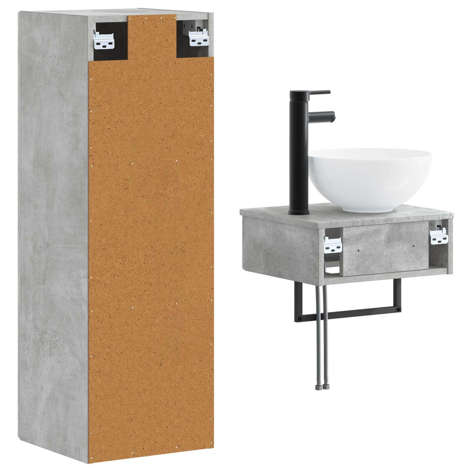 Badkamermeubelset 2 st Betongrijs 33 x 34,5 x 100 cm