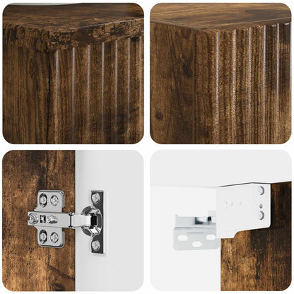 Badkamermeubelset 2 st Gerookt eiken 33 x 34,5 x 100 cm