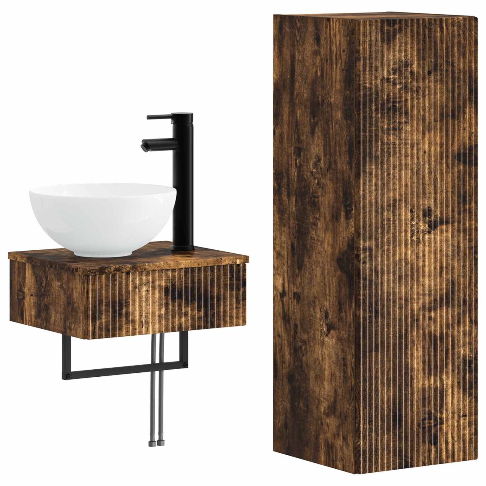 Badkamermeubelset 2 st Gerookt eiken 33 x 34,5 x 100 cm