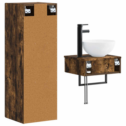 Badkamermeubelset 2 st Gerookt eiken 33 x 34,5 x 100 cm