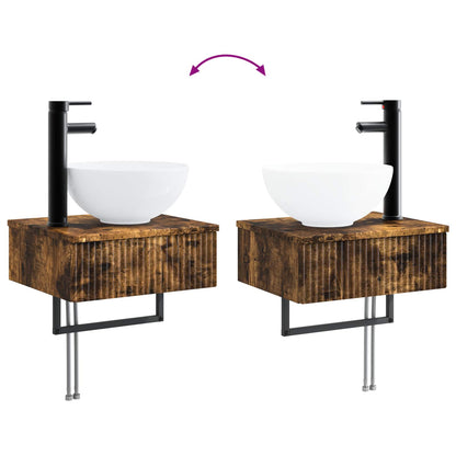 Badkamermeubelset 2 st Gerookt eiken 33 x 34,5 x 100 cm