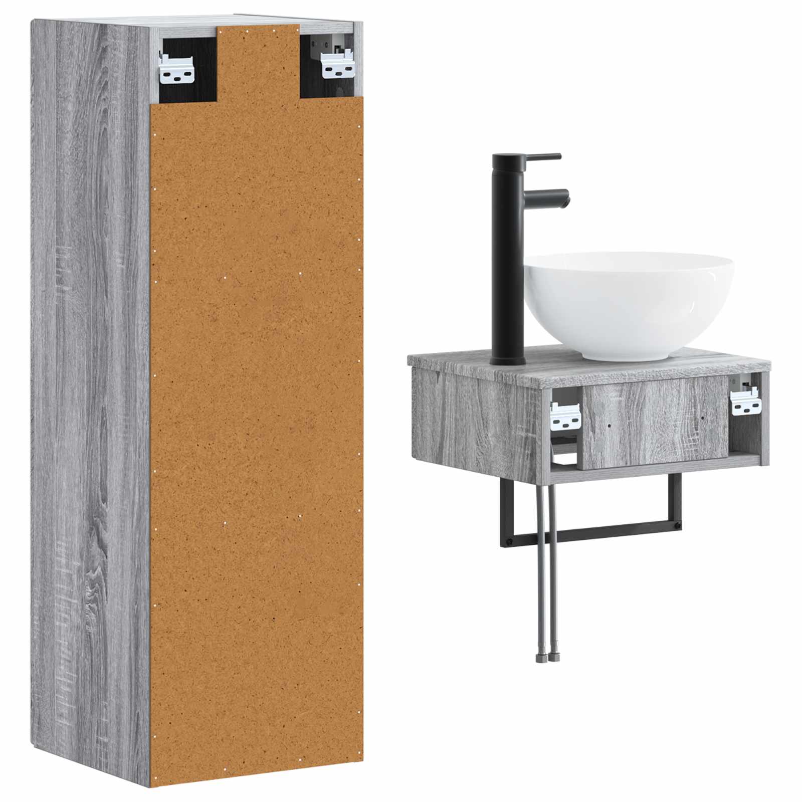Badkamermeubelset 2 st Grijs Sonoma 33 x 34,5 x 100 cm