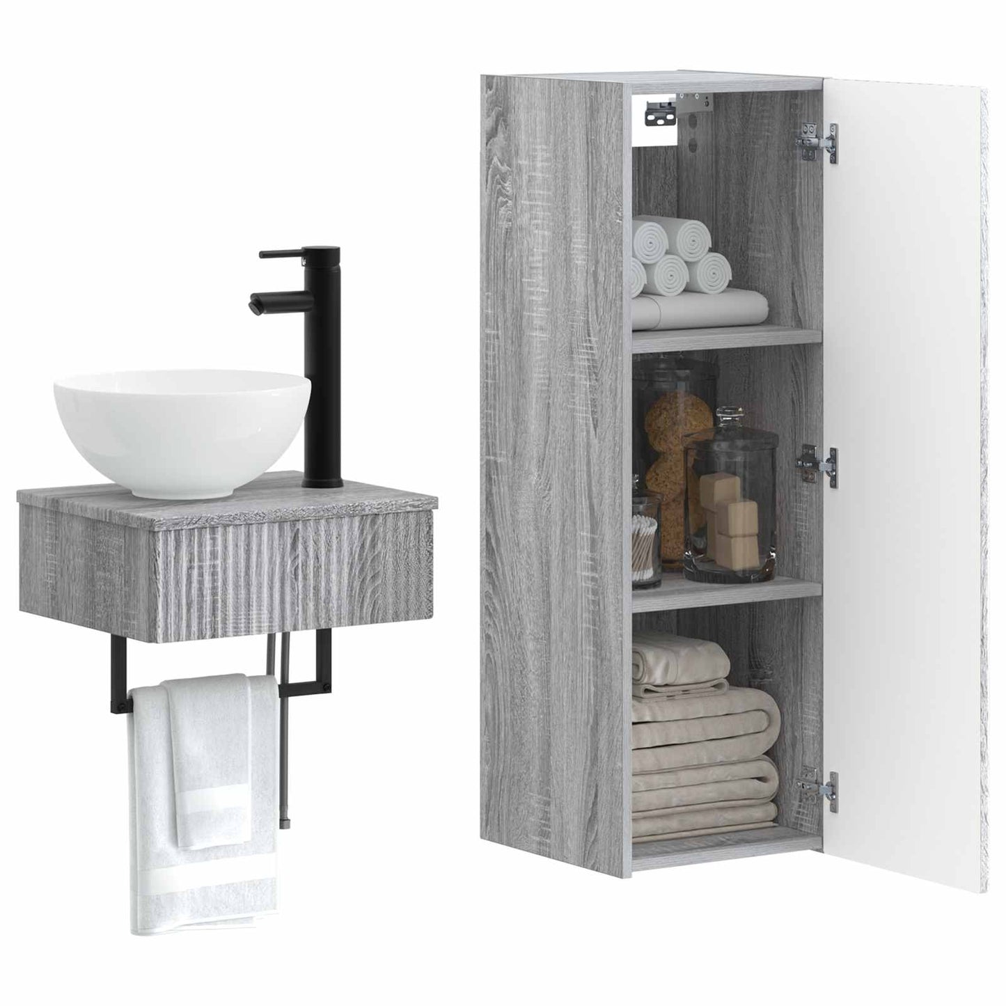 Badkamermeubelset 2 st Grijs Sonoma 33 x 34,5 x 100 cm